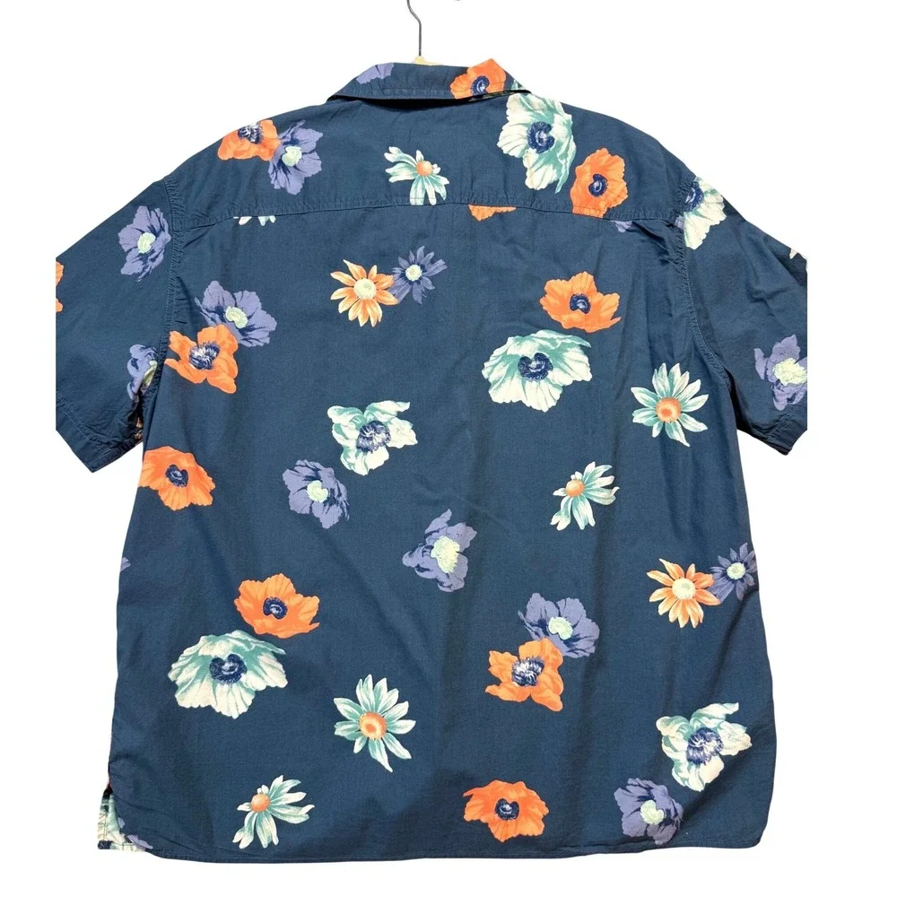 American Eagle Floral Button Down Mens Large Blue Summer I Turned Pretty